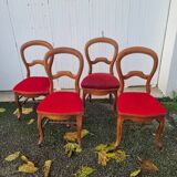 4 red velvet medallion chairs