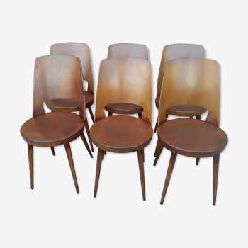 Suite of 6 chairs by Bistrot Baumann model Mondor 1960s