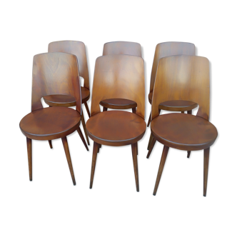 Suite of 6 chairs by Bistrot Baumann model Mondor 1960s