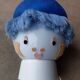 Small blue bedside lamp, child's head globe, vintage 1970