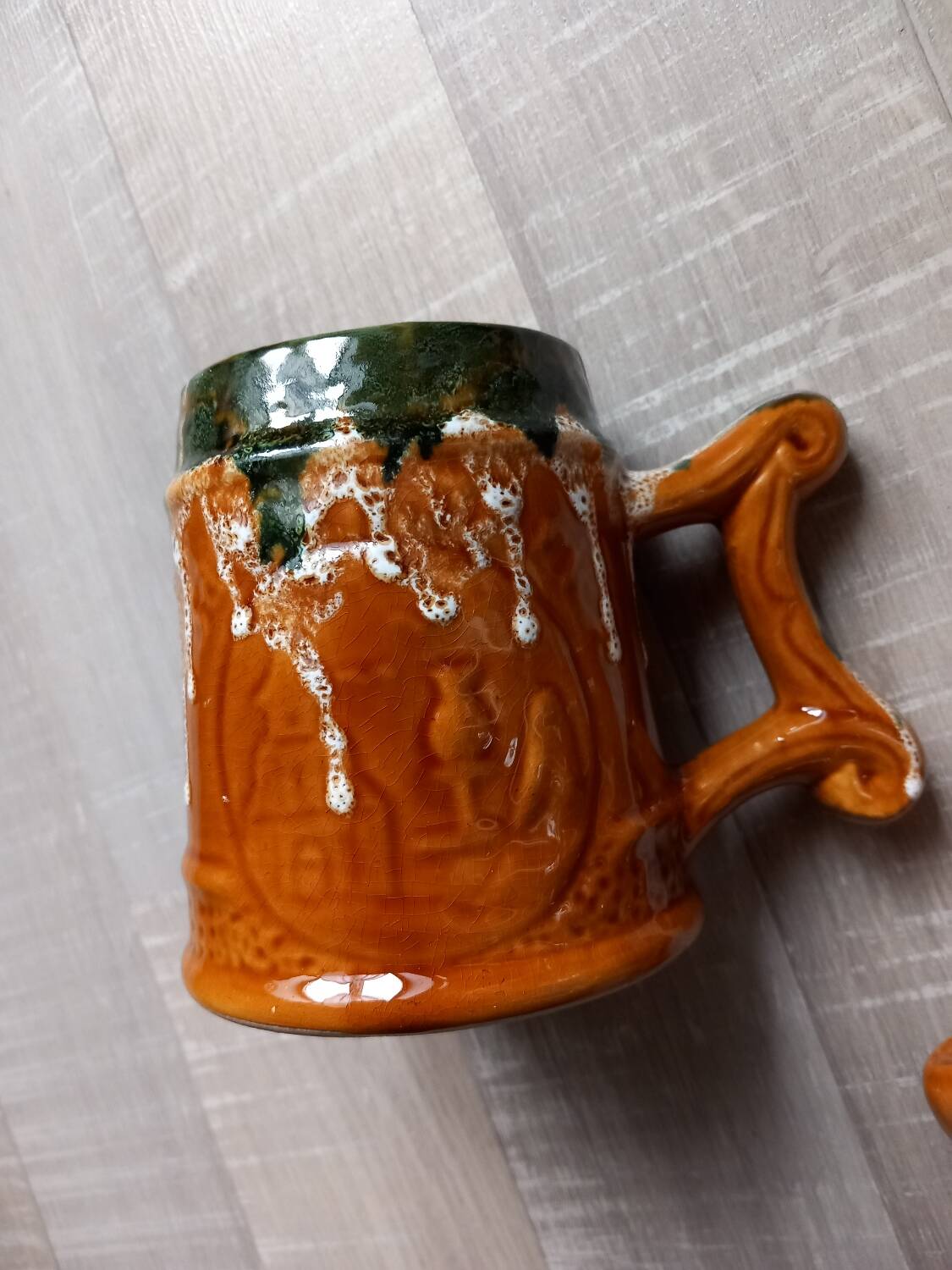 3 polychrome ceramic beer mugs with Fat Lava effect