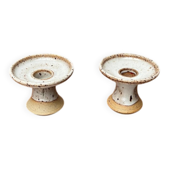 Mid-century Danish studio ceramic candle holders, 1960s, set of 2.