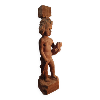 Wooden Cherub Angel Statue