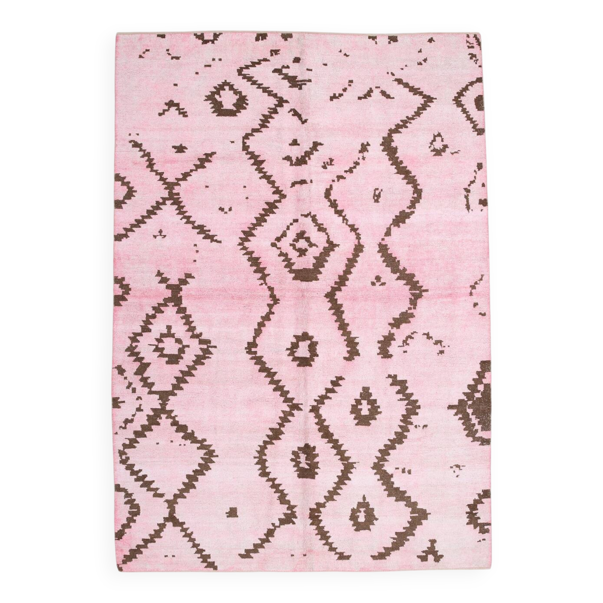 7x10 Pink Brown Modern Kilim Rug, 208x300Cm