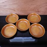 Set of 5 orange deep plates Arcopal France from the 1970s.