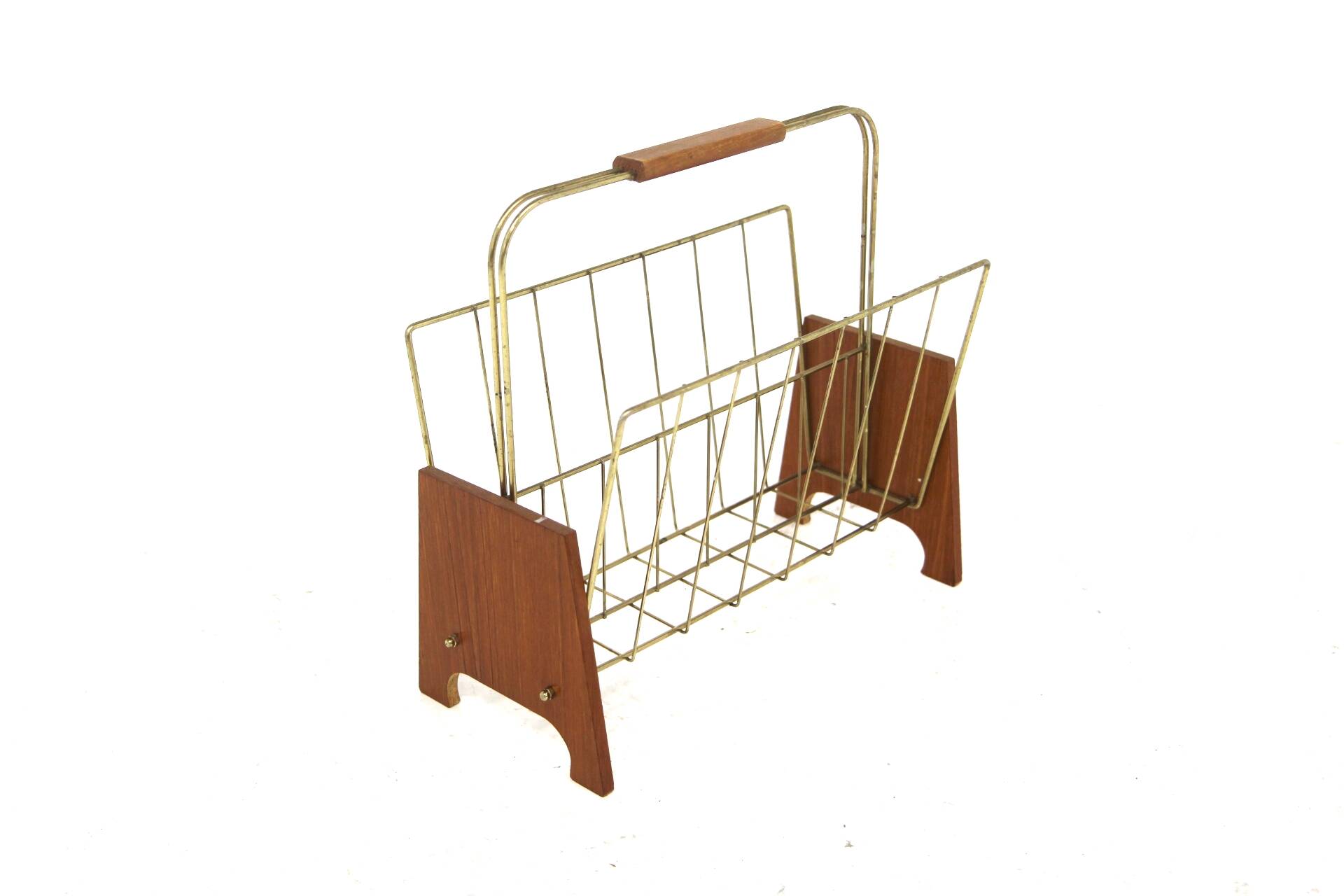 Teak and metal magazine rack, Sweden, 1940