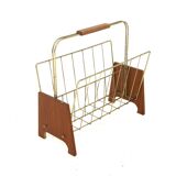 Teak and metal magazine rack, Sweden, 1940