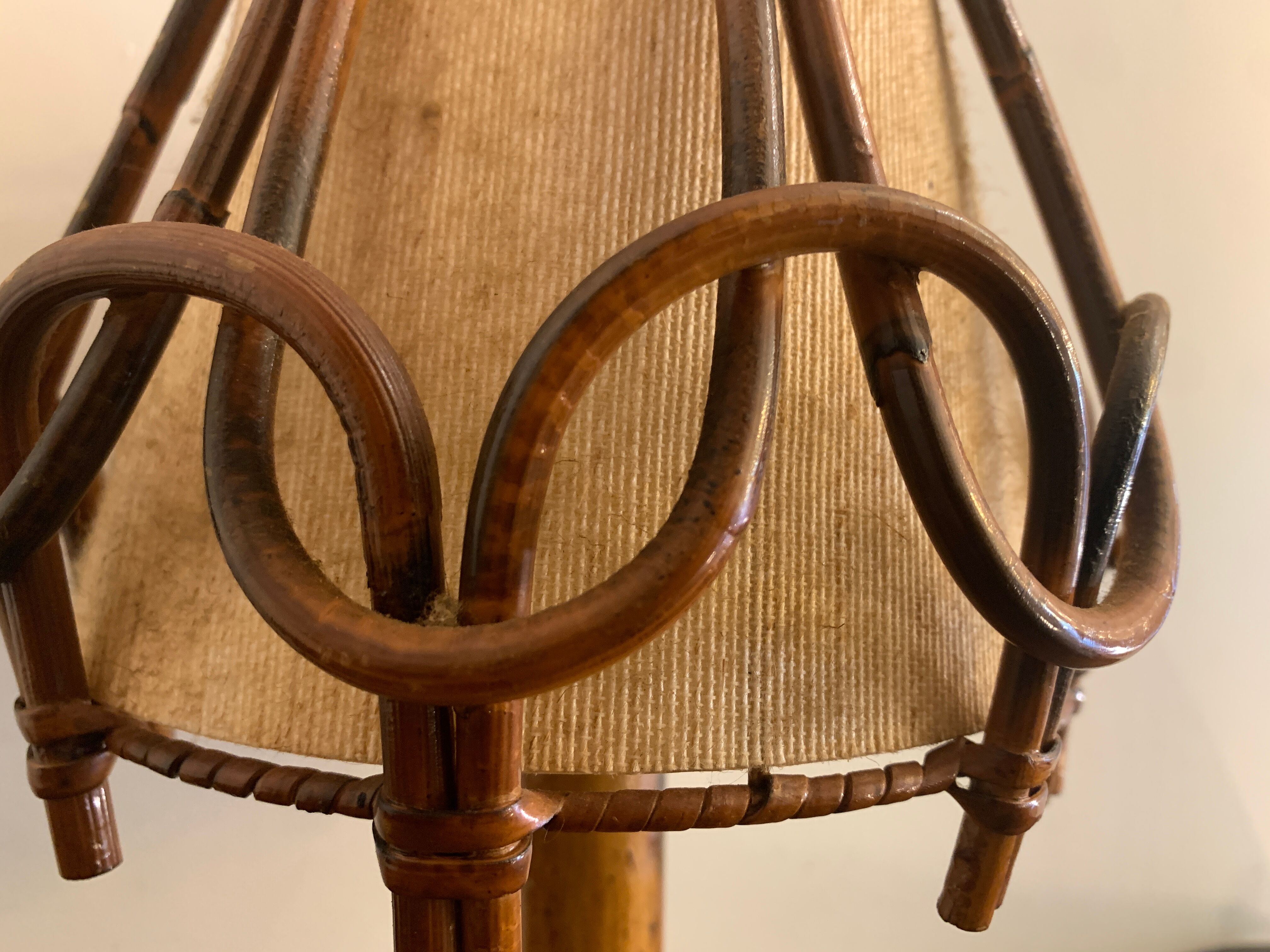 Lampe en rotin Louis Sognot 1950