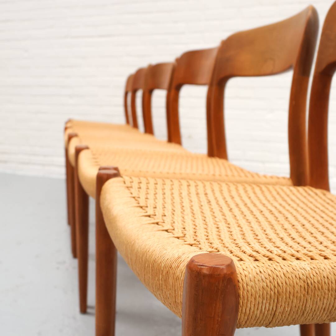 Niels Möller Model 75 Paper Cord Dining Chairs