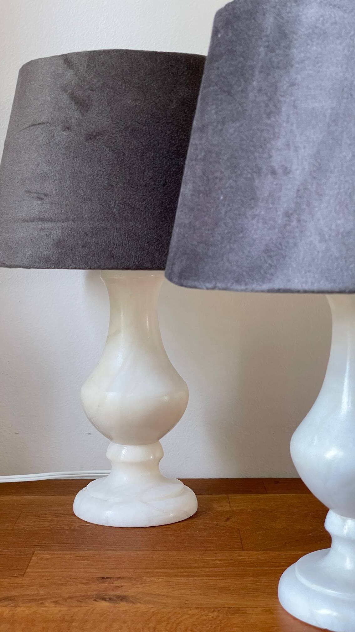 Paire lampes albâtre vintage