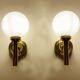 3 Vintage Scandinavian Glass and Brass Wall Lights
