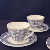 Set of six cups and saucers in opaline, vintage, RIVANEL