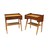 Paire de table de nuit du milieu du siècle en teck -Suède années 1950