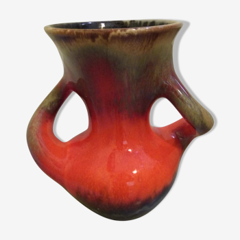 Red ceramic vase vallauris, vintage 50s/60s