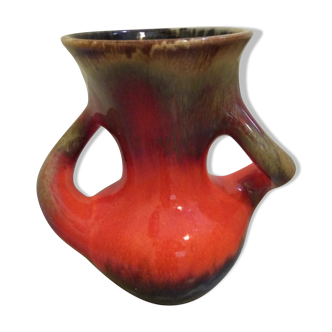 Red ceramic vase vallauris, vintage 50s/60s