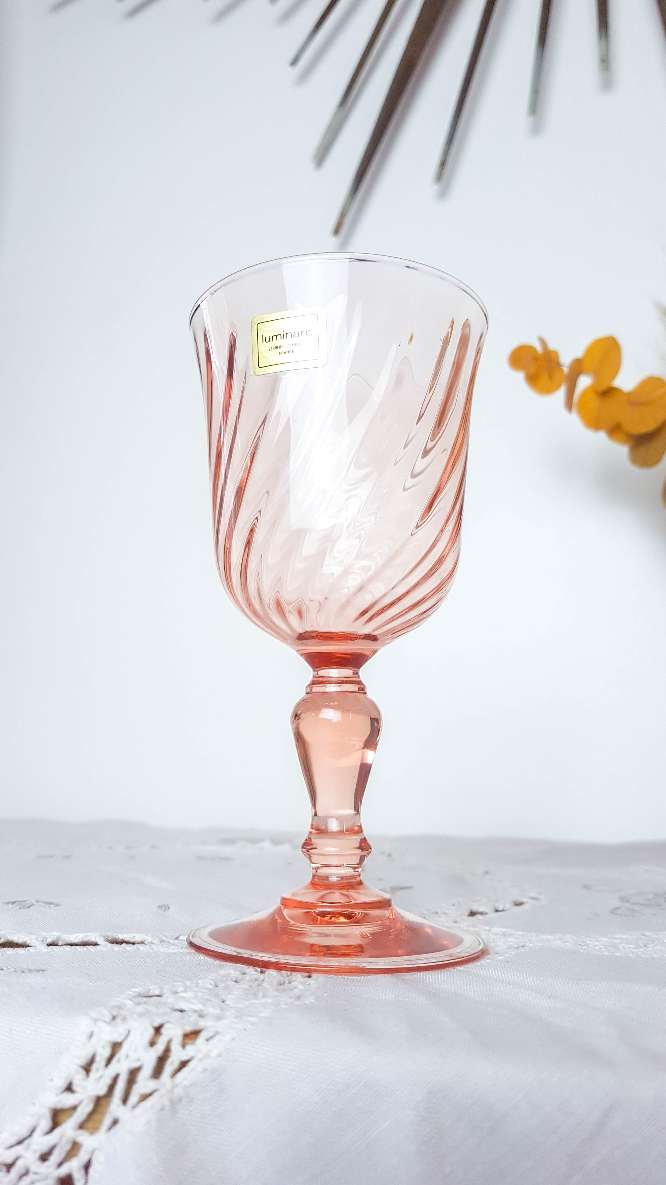 set of 6 red wine glasses pink rosaline luminarc arcoroc 14.5cm vintage