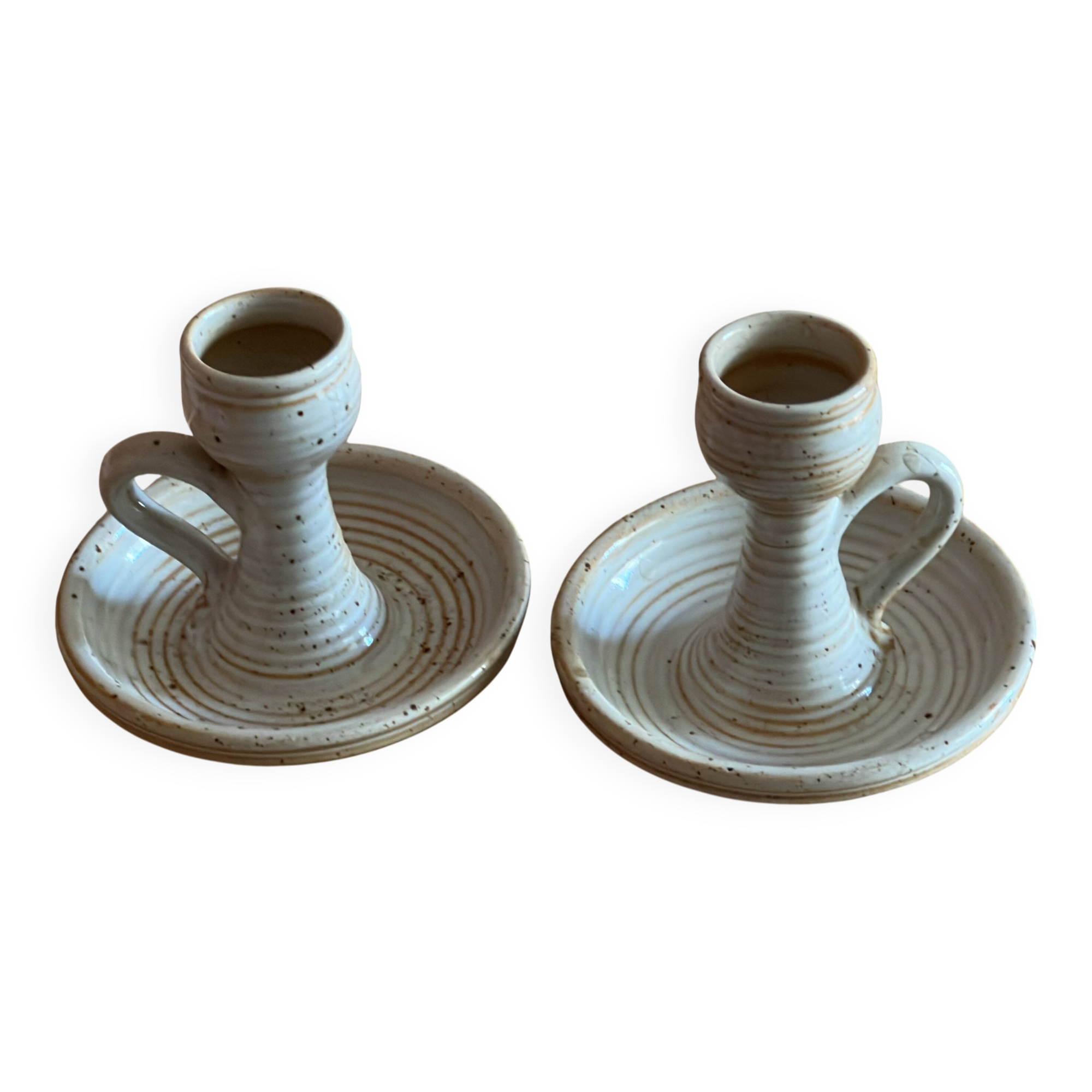 Set of 2 stoneware candlesticks from the marsh.