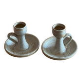 Set of 2 stoneware candlesticks from the marsh.