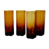 Set of 4 vintage glasses long amber drink
