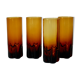 Set of 4 vintage glasses long amber drink