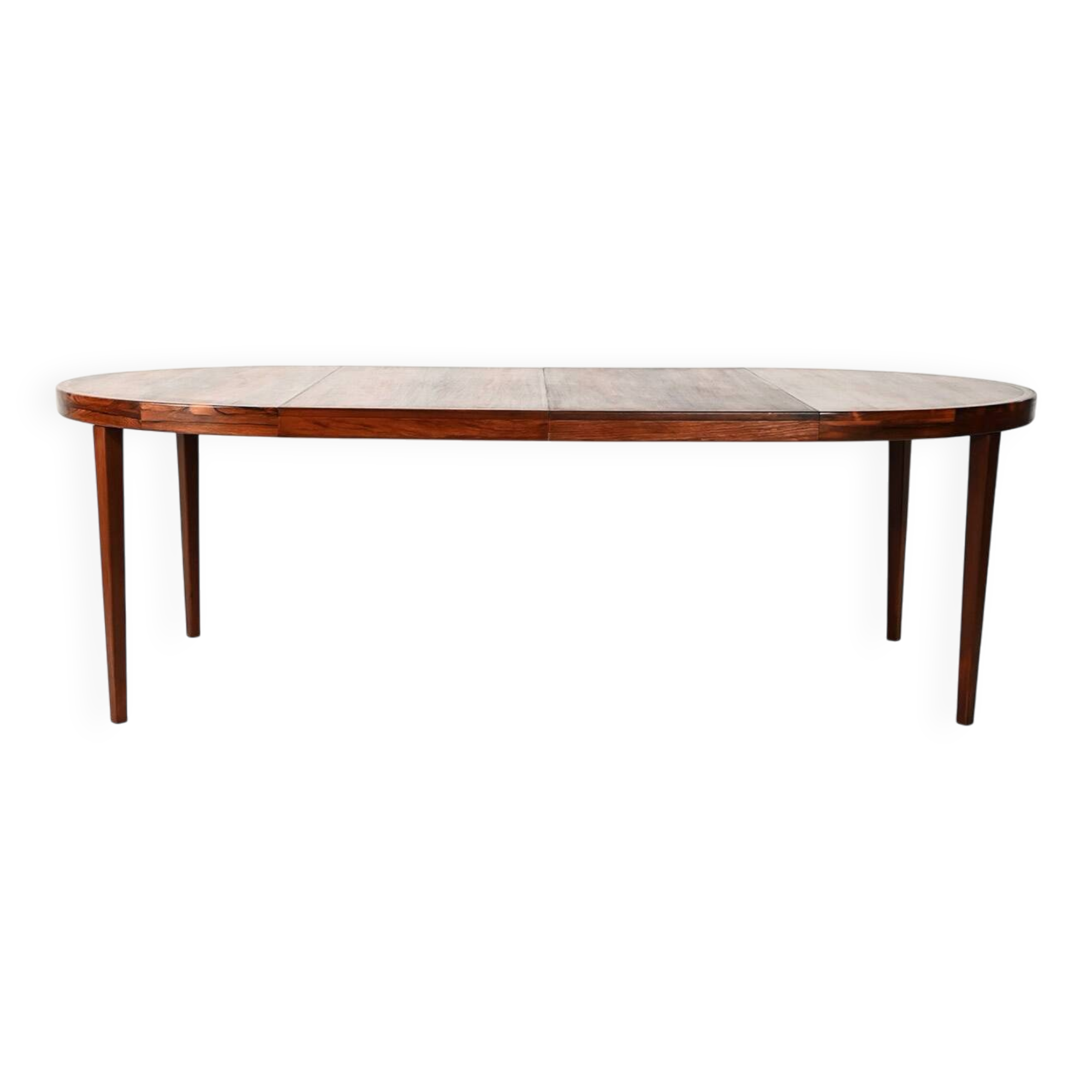 Table extensible arrondie en palissandre danois, années 1950/60