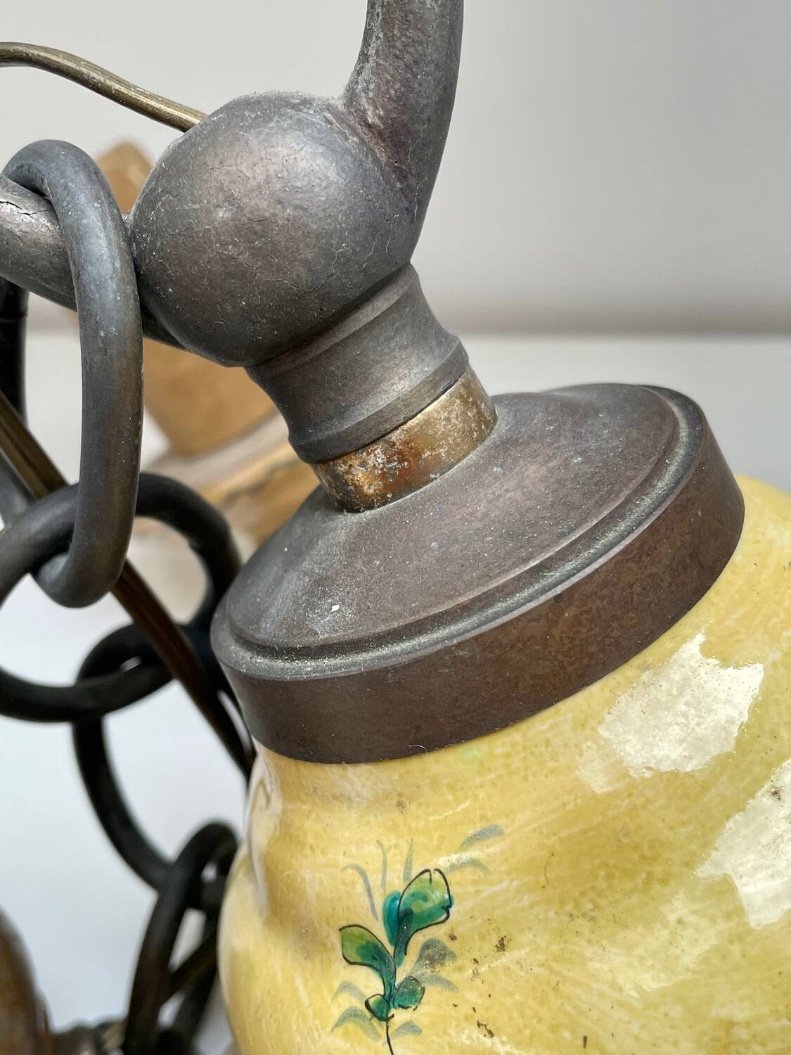 Chandelier with 4 lights in Saint-Aignan earthenware, circa 1940