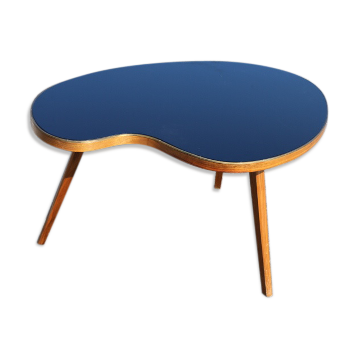 Bean coffee table with black glass top