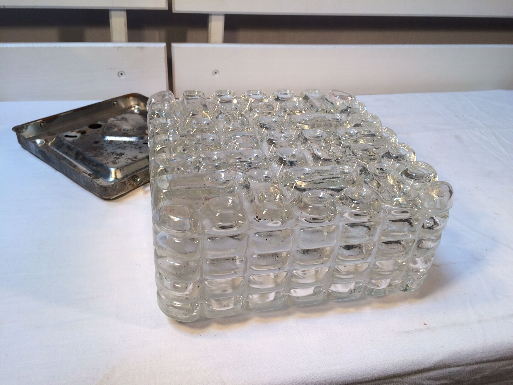 Vintage moulded glass ceiling light - 1970s