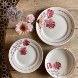 Set of 3 vintage iron clay dishes model 4205 from Saint Amand