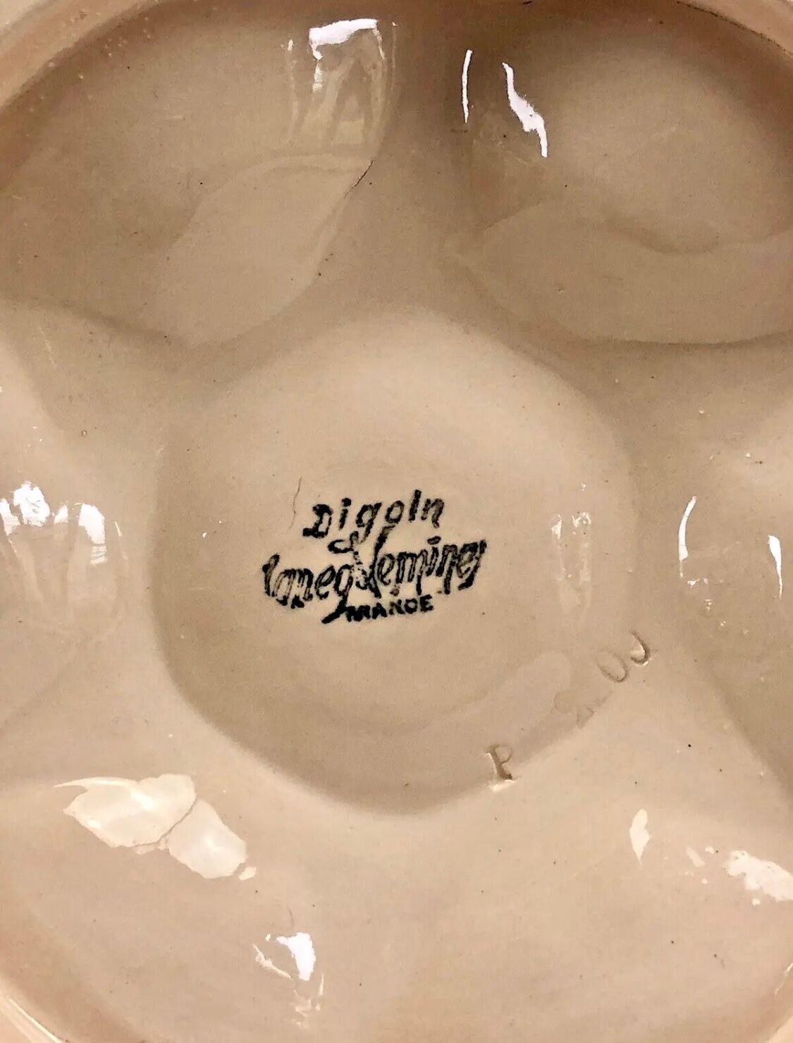 2 old plates oysters slip Digoin Sarreguemines