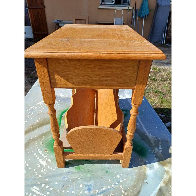 Bedside table, oak magazine rack