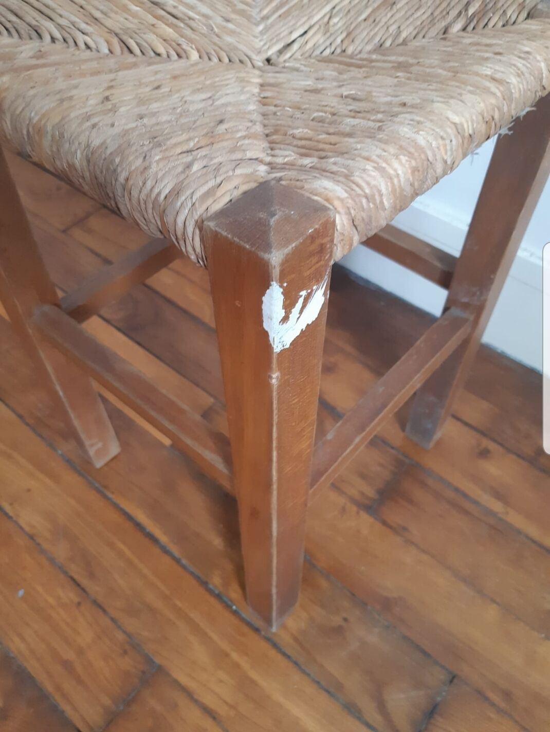 Wooden and straw stool