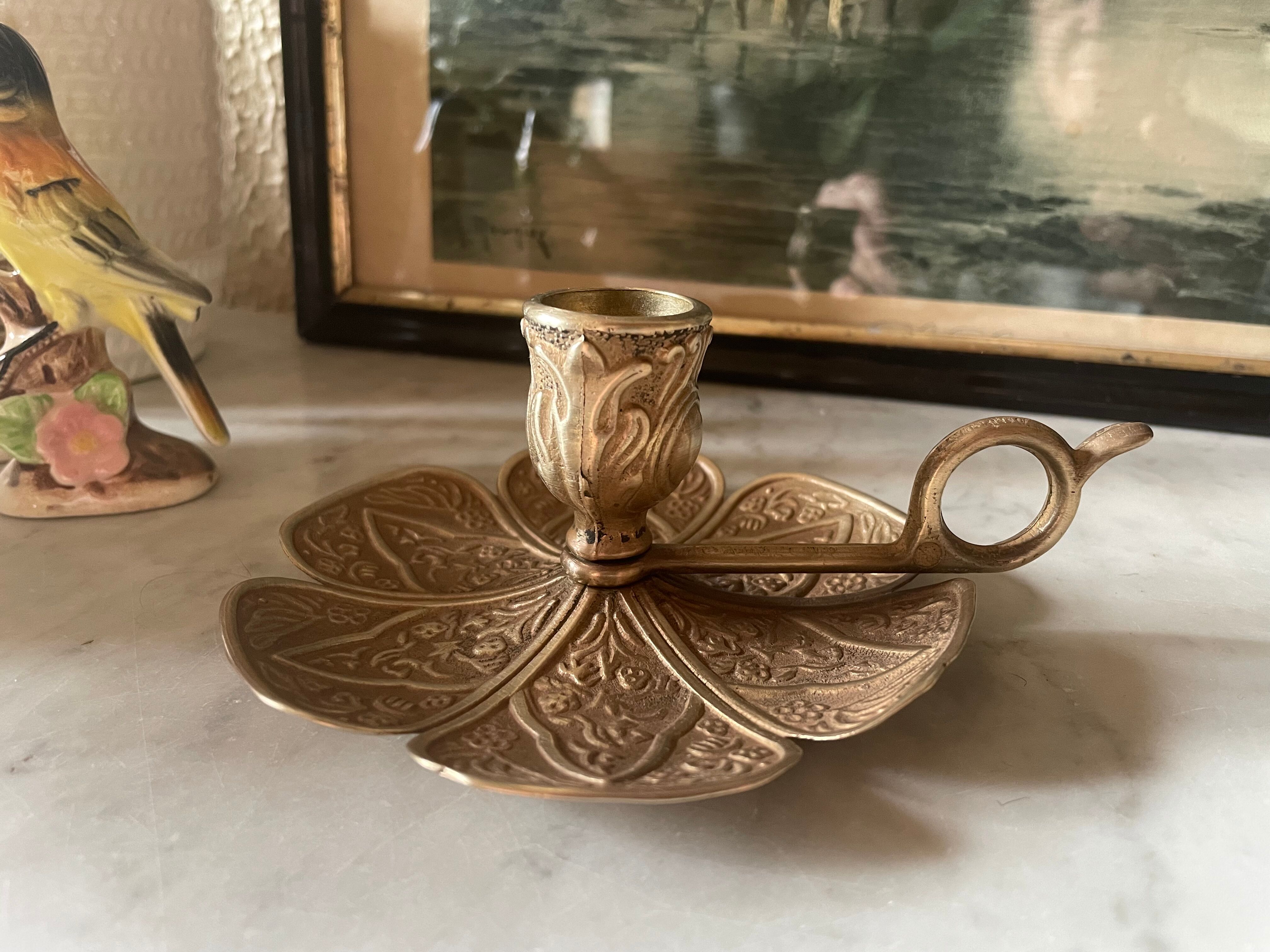 Brass flower candle holder