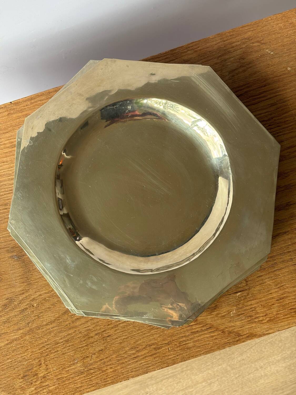 Set of 10 vintage silver metal plates