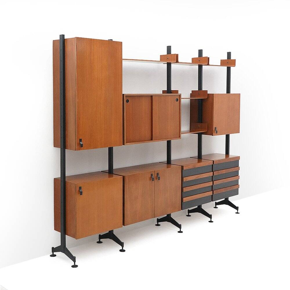 Teak bookshelf with four compartments, 1960s