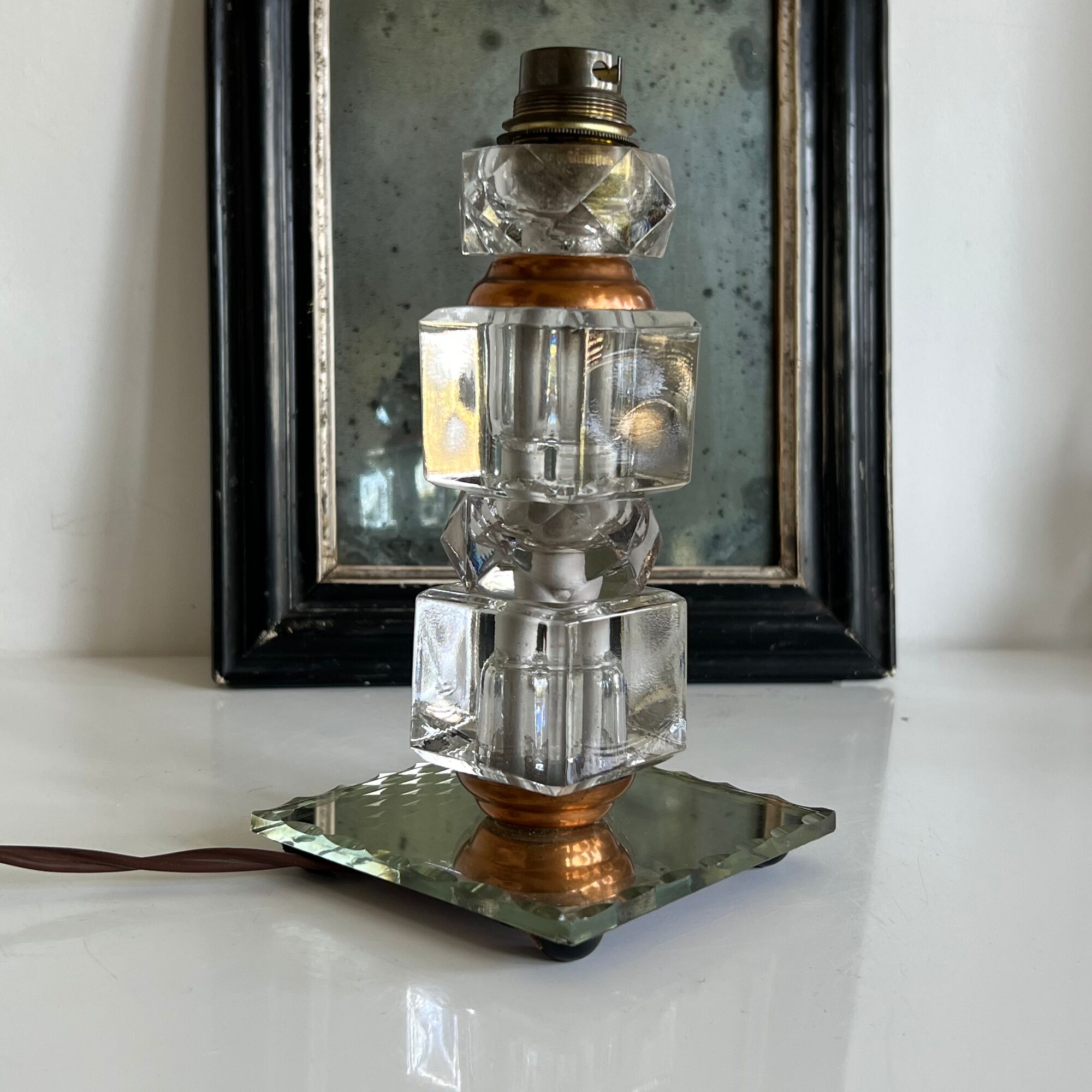 Copper glass lamp foot modernism era 1930-40