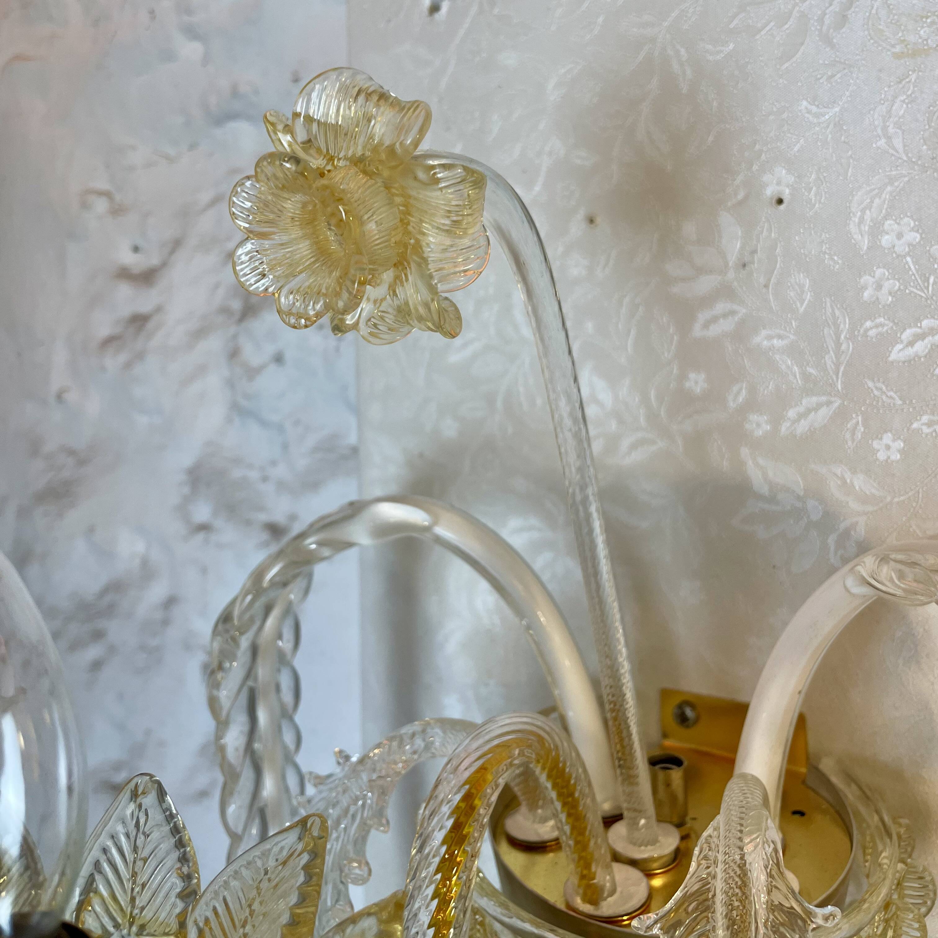 Pair of Murano Sconces in the style of Barovier & Toso, 1980s
