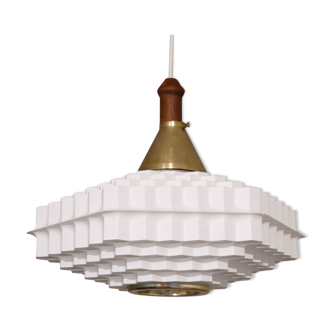Suspension vintage scandinave teck et laiton