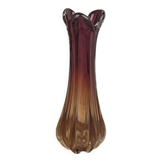Large Soliflore Vase, Murano Art Deco Glass in the Style of Flavio Poli