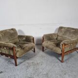 Pair of Brazilian rosewood armchairs, 70s