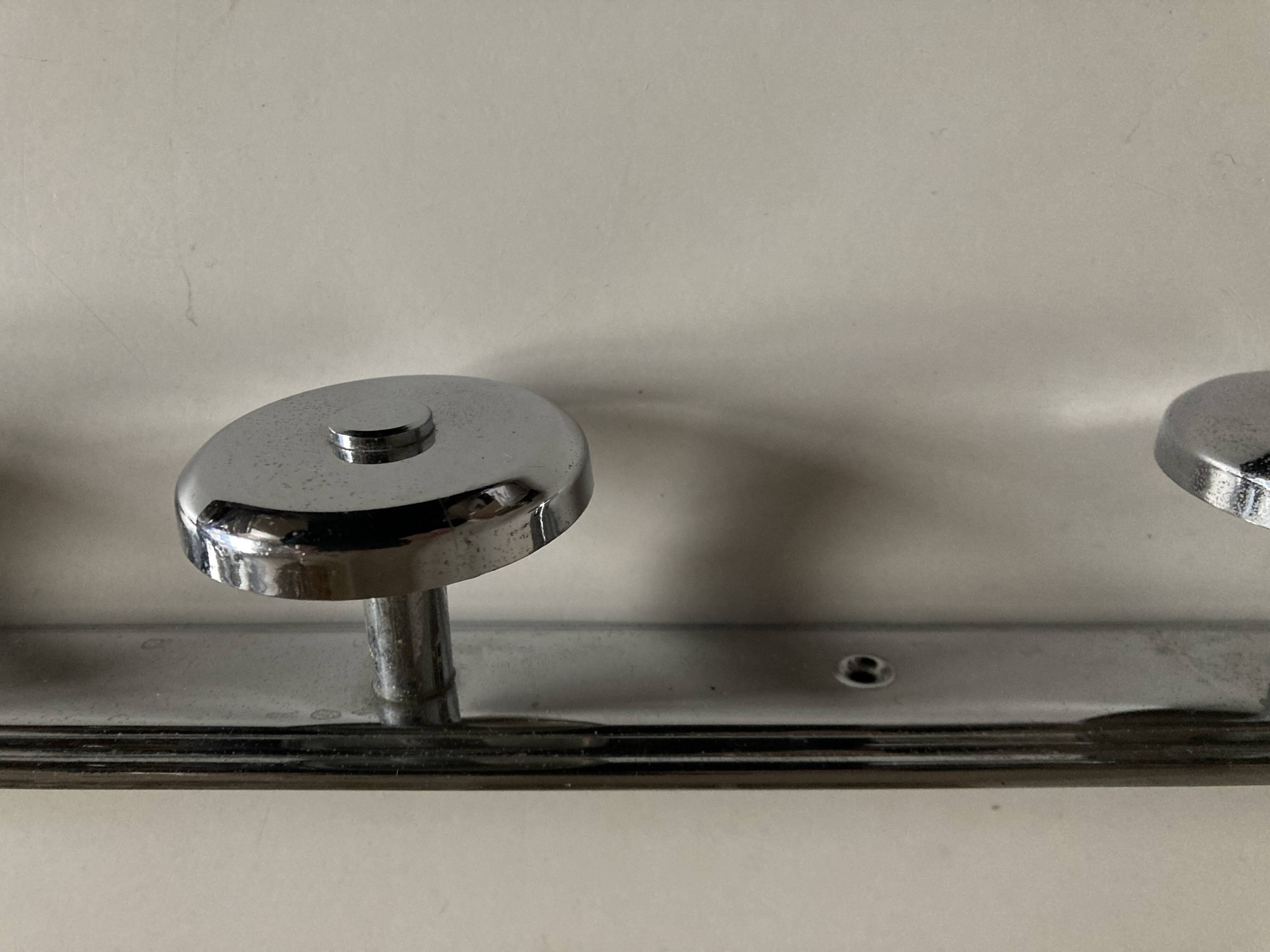 chrome Art Deco bathroom coat hook 57cm