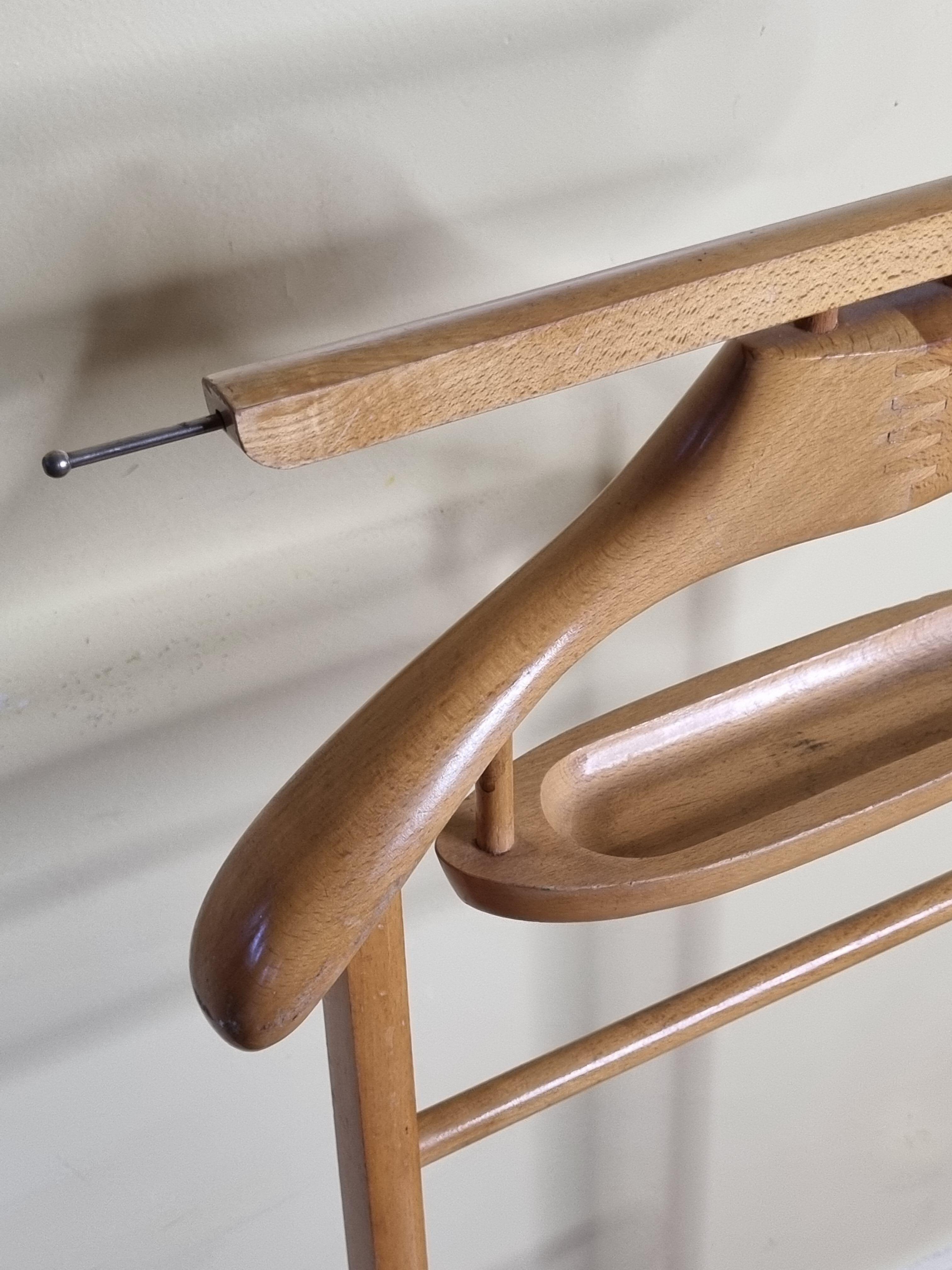 Vintage blond wood night valet, 50s-60s