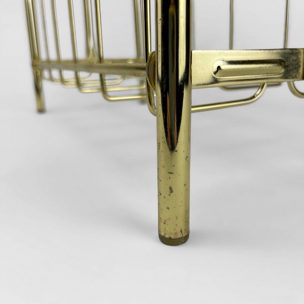 Graphic magazine holder in golden brass 70s