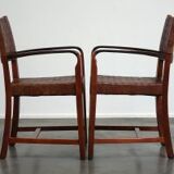 Set of 2 Schuitema design shaker chairs with seat and back in woven leather