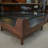 Coffee table in rosewood and glass 1970