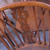 Ensemble de 6 chaises Windsor à dossier lyre en chêne massif, milieu du siècle, années 1960