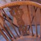 Set of 6 Windsor chairs with lyre back in solid oak, mid-century, 1960s.