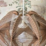 Vintage Scandinavian suspension string art wood and thread – 1970s design