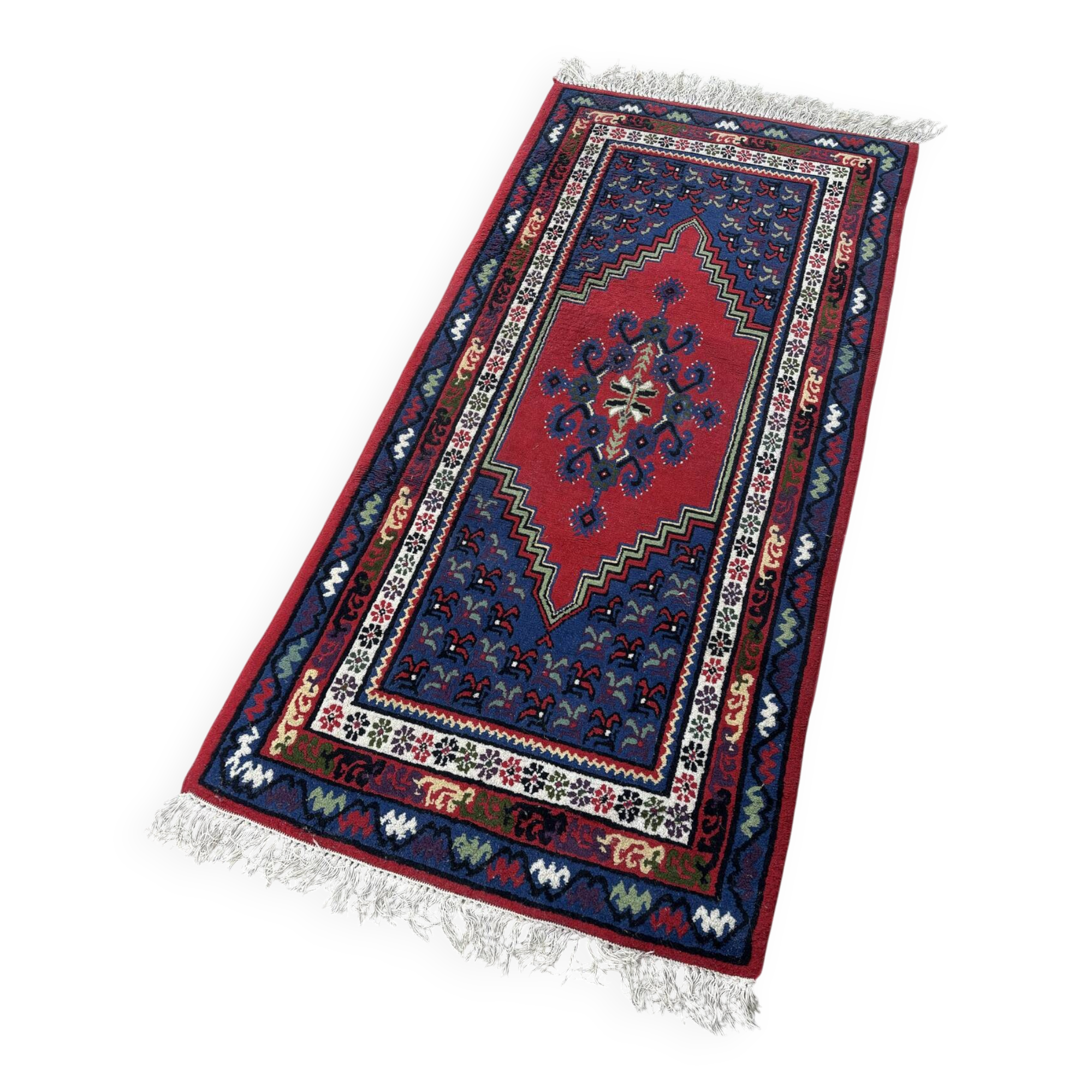 Handwoven wool oriental rug – 220 × 100 cm