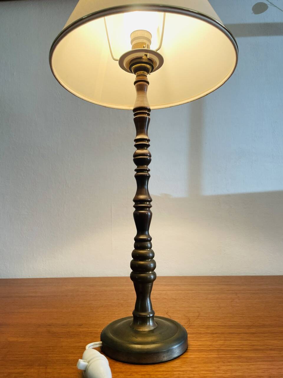 Vintage brass table lamp, circa 1940s - 1950s
